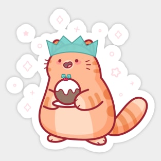 Festive Pudding Cat Sticker